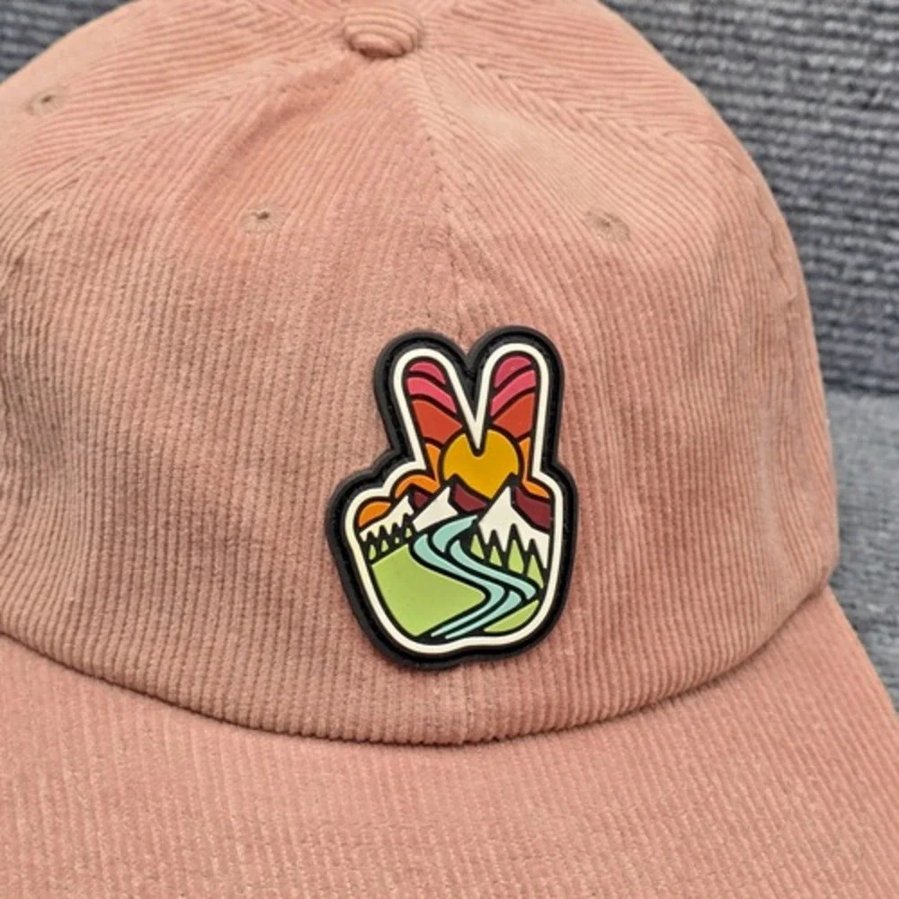 Atomic Child Hat Cap Womens‎ Strap Back Pink Corduroy Peace Sign Casual Outdoors